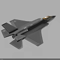 Modern Military Fighter Jet Model With Gray Body And Orange Cockpit