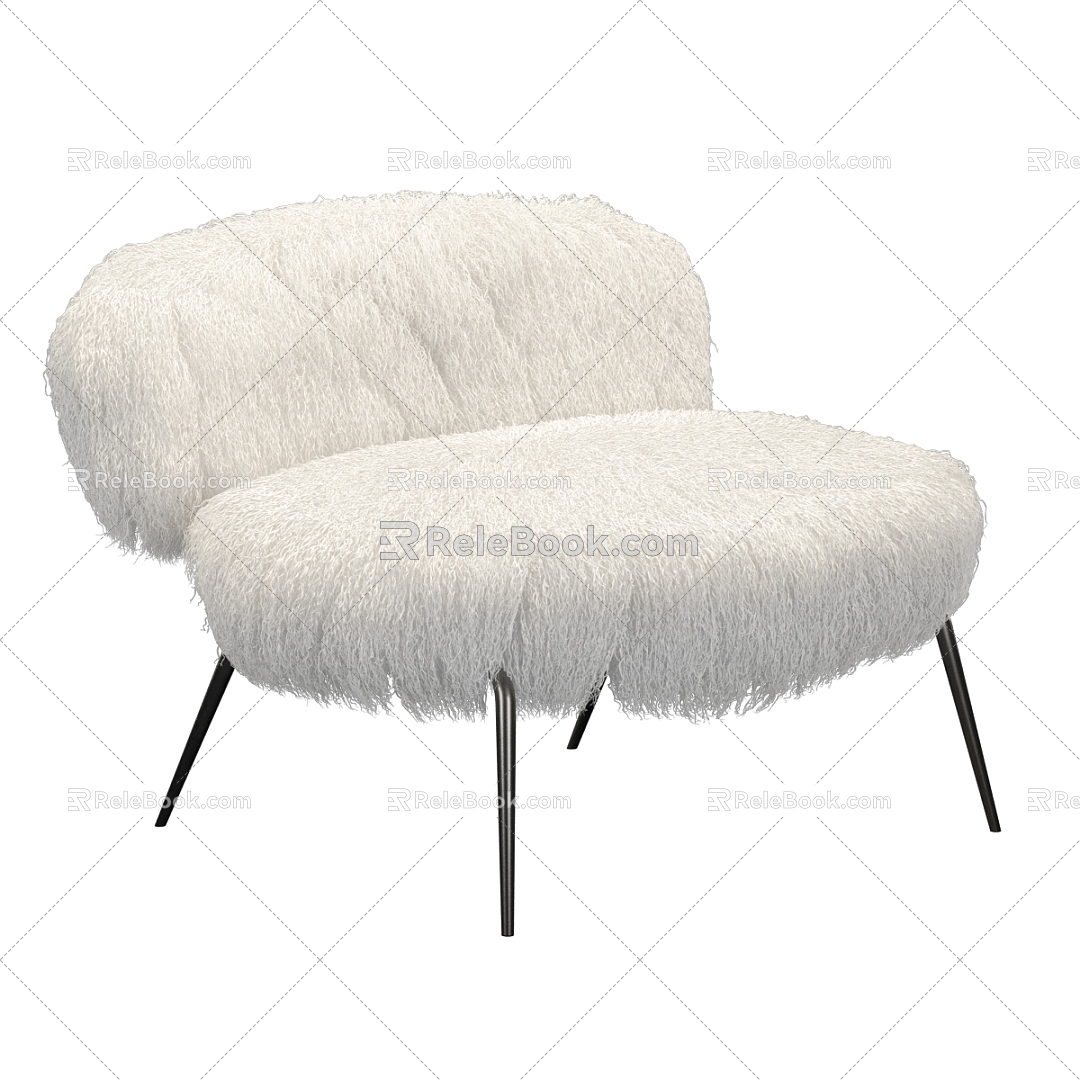 Plush Lounge Chair Single Chair 3d model