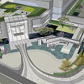 Modern Scenic Wall Landscape Design With Water Pool Walkway And Green Plants