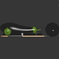 Whole and Halved Eggplants with Sliced Rounds on Wooden Cutting Board and Knife