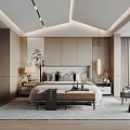 Modern Bedroom Interior Design With Bedside Lamps Soft Area Rug And Curtains