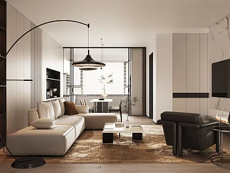 Modern Living Room Sofa Coffee Table Combination TV Background Wall Fabric Sofa Without Main Lamp Living Room Decorative Cabinet Side Cabinet High-grade Grey Guest Restaurant Light Luxury Italian Style 3d model