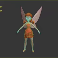 Red Dress Fairy Character With Pink Wings And Red Curly Hair In Magical Design