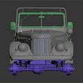 Vintage Silver Car With Green Doors Seats Open Top And Purple Wheels