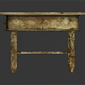 Vintage Wooden Coffee Table with Worn Surface Texture and Single Drawer Design Sturdy Four Legs