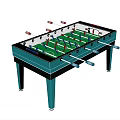 Foosball Table Recreational Equipment Featuring Green Surface Red Blue Players And Control Rods