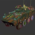 Camouflaged Armored Military Vehicle With Six Wheel Design And Weapon System