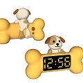 Cute Reptile Figurine On Bone Shaped Digital Clock Showing 1238 Time