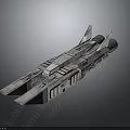 Detailed Futuristic Spaceship Model With Aerodynamic Design Metallic Structure And Thruster Components