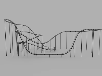 Thrilling Amusement Park Roller Coaster With Curved Metal Tracks And Undulating Design 3d model
