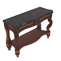 Classic Wooden Desk With Marble Top Carved Legs And Drawer Design