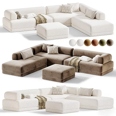 Modern Sectional Sofa Design With Multiple Color Options And Decorative Pillows 3d model