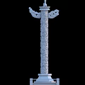 Traditional Carved Stone Pillar With Intricate Patterns And Decorative Top Design
