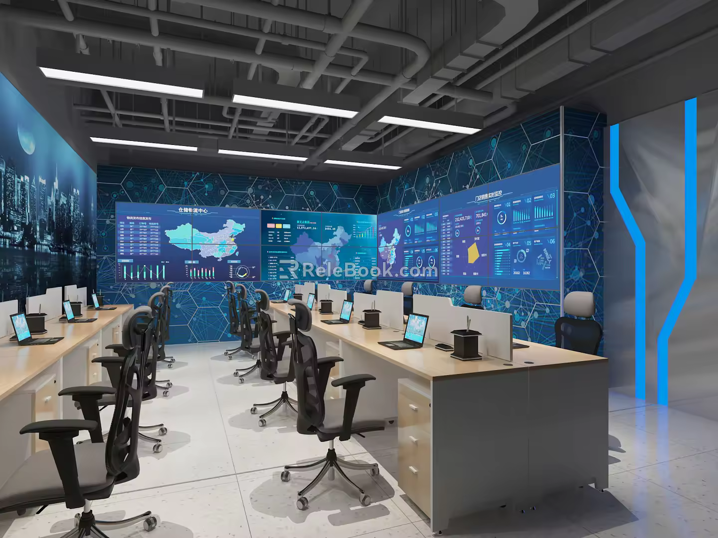 modern command center 3d model