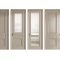 Modern Hinged Doors Featuring Glass Panels And Solid Wood Panels In Light Tones 3d model