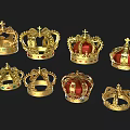 Exquisite Golden Crown Jewelry Collection Featuring Red Gemstones Cross Decorations And Intricate Design Details