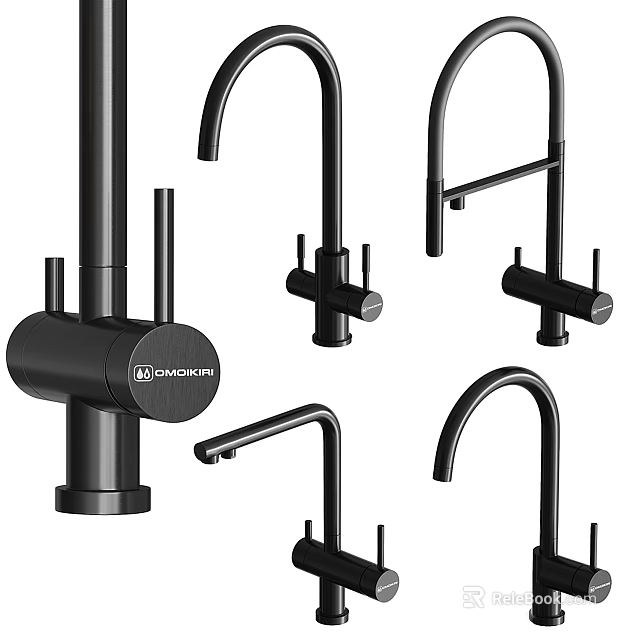 Modern Black Faucets Showcasing Various Styles and Different Structural Designs 3d model