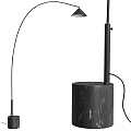 Modern Arc Floor Lamp with Black Metal Stand and Marble Base Design