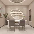 Modern Beauty Salon Interior With Reception Desk Green Plants Sofa Seating And Soft Lighting