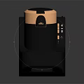 Modern Automatic Coffee Machine With Black And Gold Finish And Sleek Design