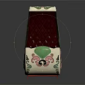 Public Chair With Decorative Green And Pink Floral Patterns And Intricate Carved Artistic Design