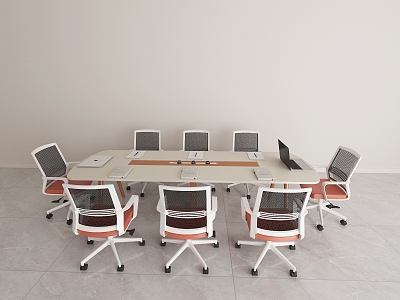 Simple multi-person meeting table and chair combination model