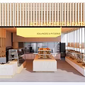Boulangerie Patisserie Interior Design With Display Shelves Cashier Counter And Pastry Cases
