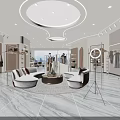Modern Elegant Clothing Store Interior Design With Cozy Rest Zone And Clothing Display Racks