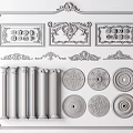 Elegant Carved Decorative Elements With Panels Columns And Circular Ornaments For Interior Design