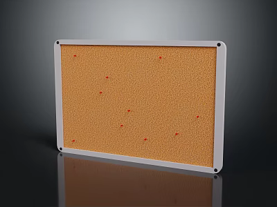Wooden Cork Bulletin Board With White Frame And Red Push Pins For Office Home Use 3d model