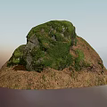 Natural Stone Decorative Piece With Wood Base And Green Moss