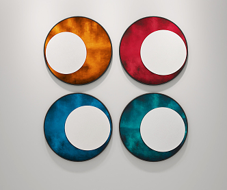 Modern round frame painting decorative painting 3d model