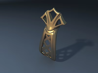 Golden Decorative 3D Model With Intricate Hollow Design And Metallic Texture 3d model