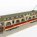 Vintage Strasbourg Alsace Tram With Red Cream Exterior And Number 6