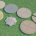 Creative Garden Stepping Stones With Various Patterns On Green Grass 3d model