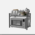 Modern Kitchen Appliances with Microwave Oven and Storage Rack for Countertop Organization
