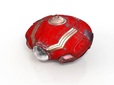 Mystical Creature Carrying Red Golden Decorated Round Container With Transparent Section 3d model
