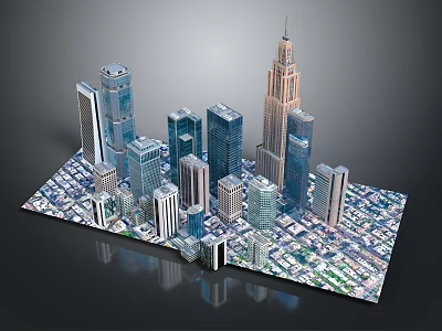 3D Urban City Model With Skyscrapers Detailed Layout And Streets Design 3d model