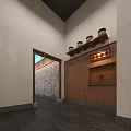 Traditional Chinese Restaurant Interior Design With Hanging Lanterns Decorative Tree Open Counter And Fruit Displays