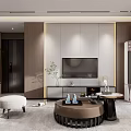 Elegant Modern New Chinese Style Living And Dining Room With Comfortable Sofas And Marble Floors