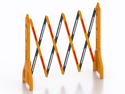 Industrial Safety Retractable Barrier With Yellow Frame Black Red Reflective Strips 3d model