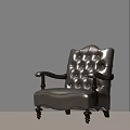 Classic Leather Accent Chair With Tufted Buttons Armrests And Wooden Legs