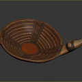 Decorative Handcrafted Wooden Furniture Bowl With Traditional Orange Red Patterns And Handle