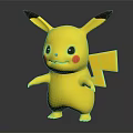 Pikachu Yellow Standing Figure With Large Ears Red Cheeks And Lightning Bolt Tail 3d model