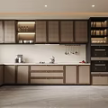 Modern Kitchen Interior With Dark Wood Cabinets Sleek Countertop And Built In Appliances