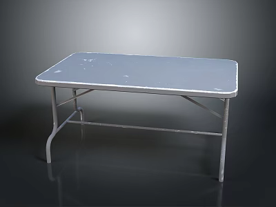 Foldable Silver Metal Table With Flat Top And Sturdy Frame For Indoor Outdoor Use 3d model
