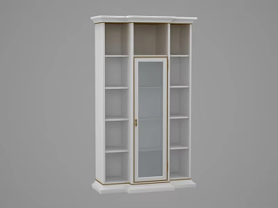 White Modern Display Cabinet With Glass Door And Multiple Shelves For Home Decor 3d model