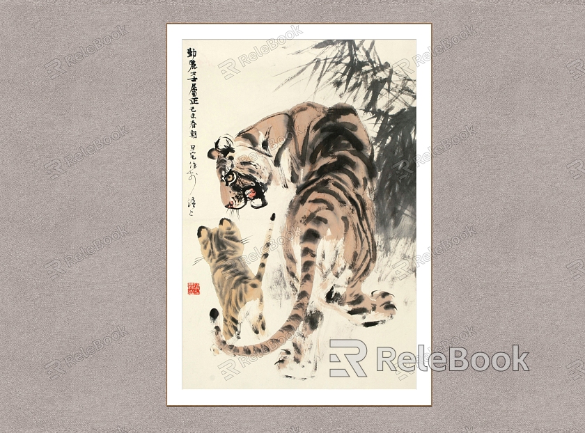 Chinese Decorative Painting Tiger Liu Dan Zhai Aizi Picture model