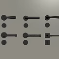 Various Black Metal Door Handles In Different Styles Mounted On Light Colored Surface 3d model