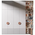 Modern White Wardrobe With Round Handles And Striped Base Design 3d model
